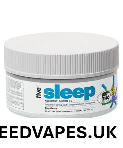 five, Knockout Sleep CBD+THC Melatonin Gummies, Blackberry, Full Spectrum, 20ct, 100mg THC + 1000mg CBD