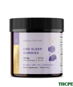 Joy Organics, CBD Sleep Gummies + CBN + THC, Nighttime Berry, Full Spectrum, 30ct, 30mg THC + 90mg CBN + 900mg CBD